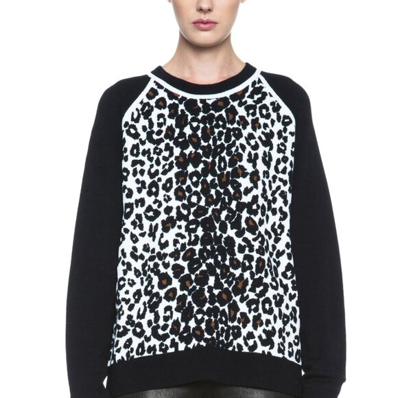 A.L.C. Moore Black and White Leopard Raglan Sweater - Picture 1 of 10